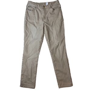 DG2 Diane Gilman Jeans Women 8 Mid Rise Ankle Straight Light Wash Beige Denim